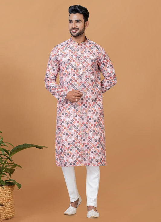 Digital Print Cotton Multi Colour Kurta Pyjama - M5915