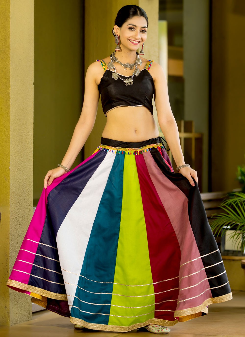 Fancy Work Cotton Readymade Lehenga Choli - L2503