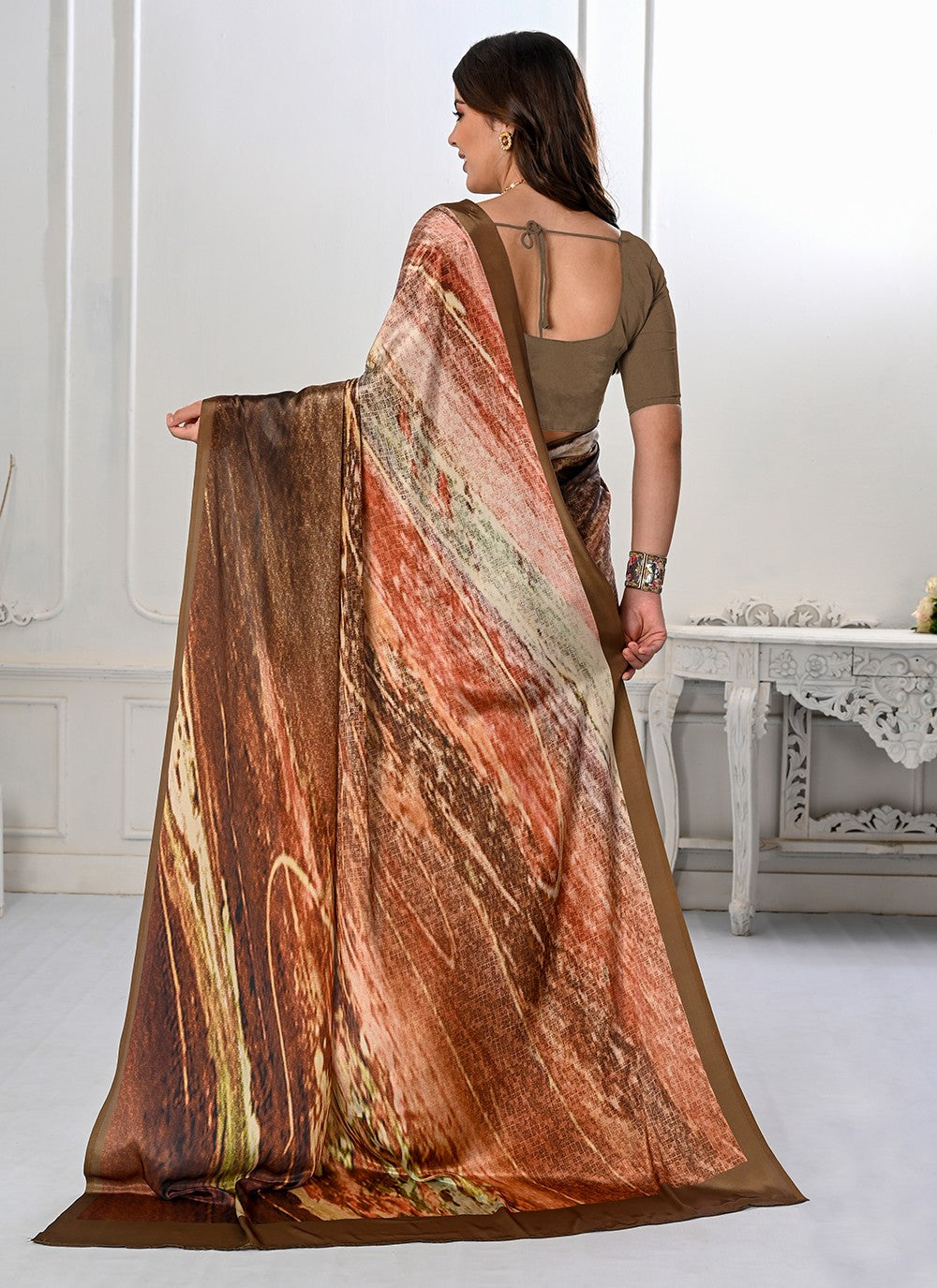 Classic Digital Print Crepe Silk Saree - S3219