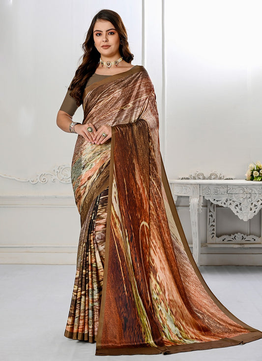 Classic Digital Print Crepe Silk Saree - S3219