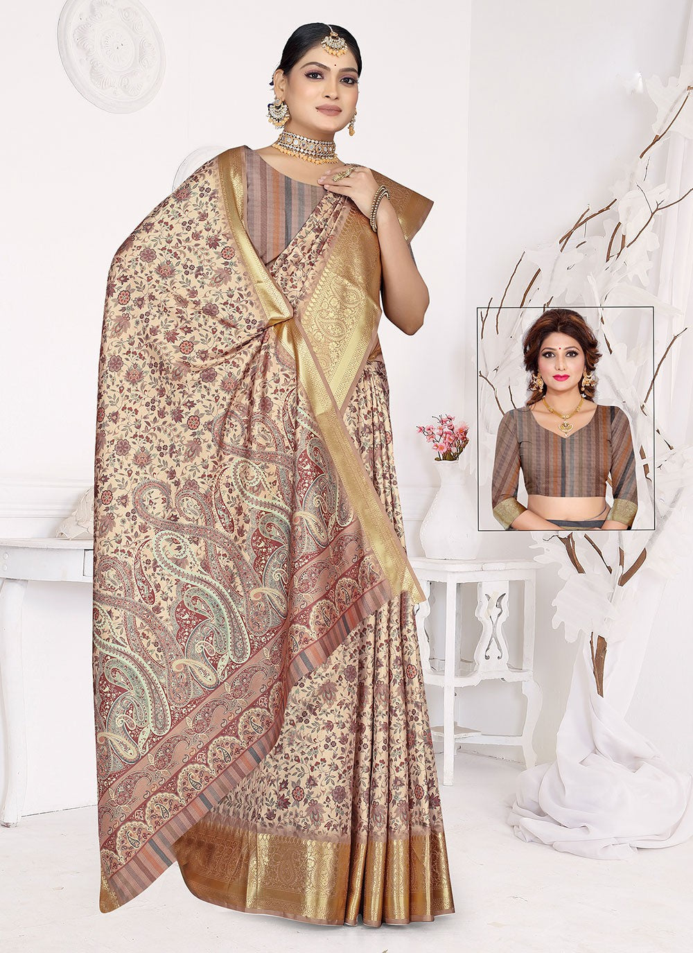 Trendy Digital Print Silk Saree - S4669