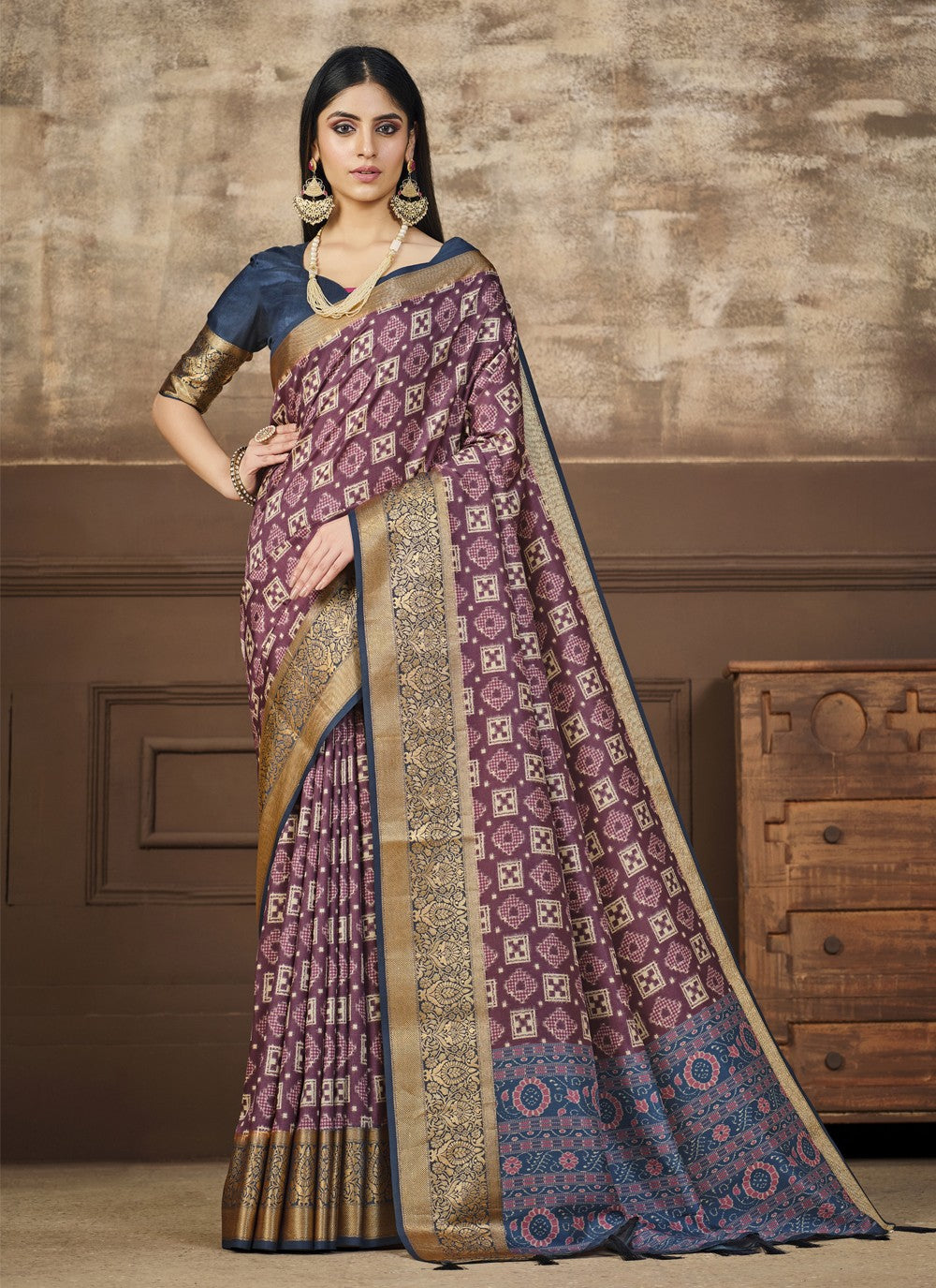 Classic Digital Print Tussar Silk Saree - S4091