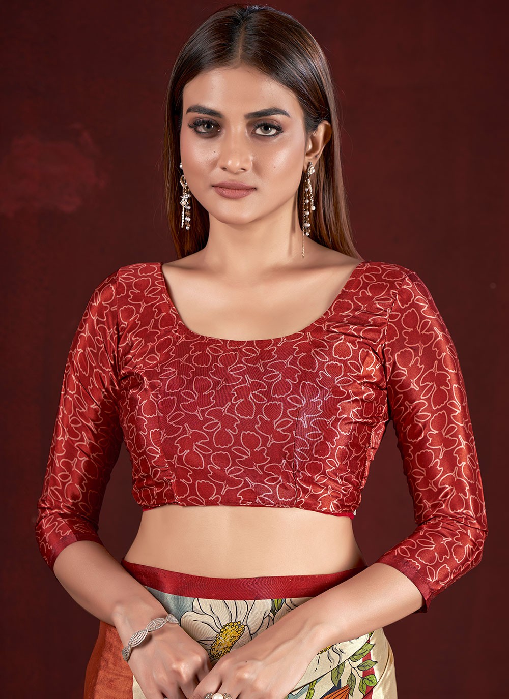 Classic Digital Print Crepe Silk Saree - S7015