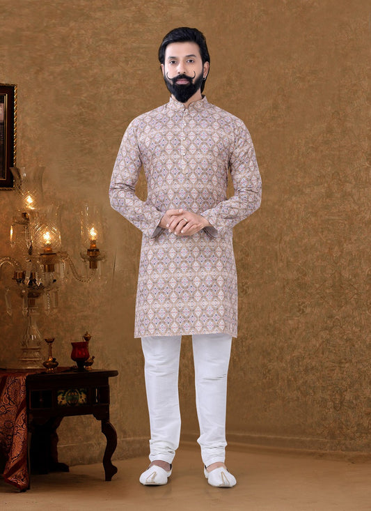 Digital Print Cotton Multi Colour Kurta Pyjama - M3976