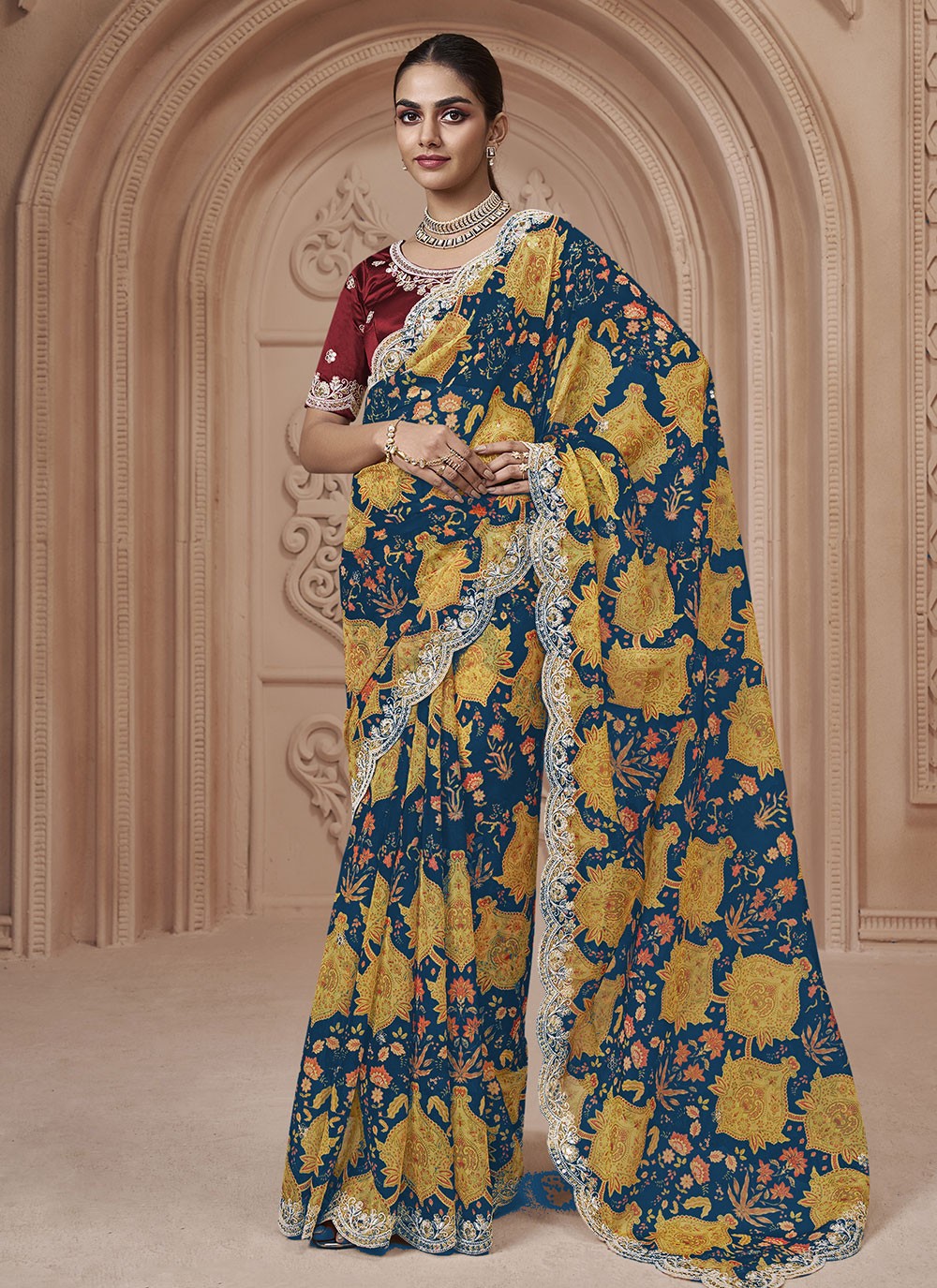 Classic Digital Print Crepe Silk Saree - S5459