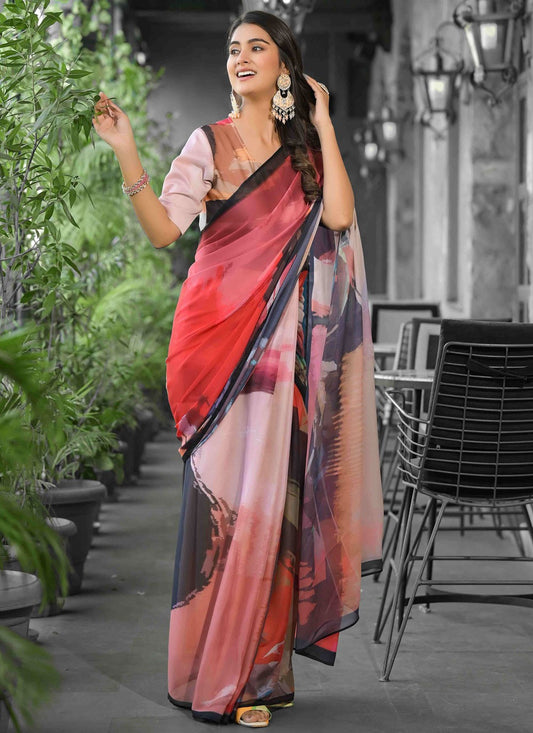 Digital Print Georgette Multi Colour Saree S14545