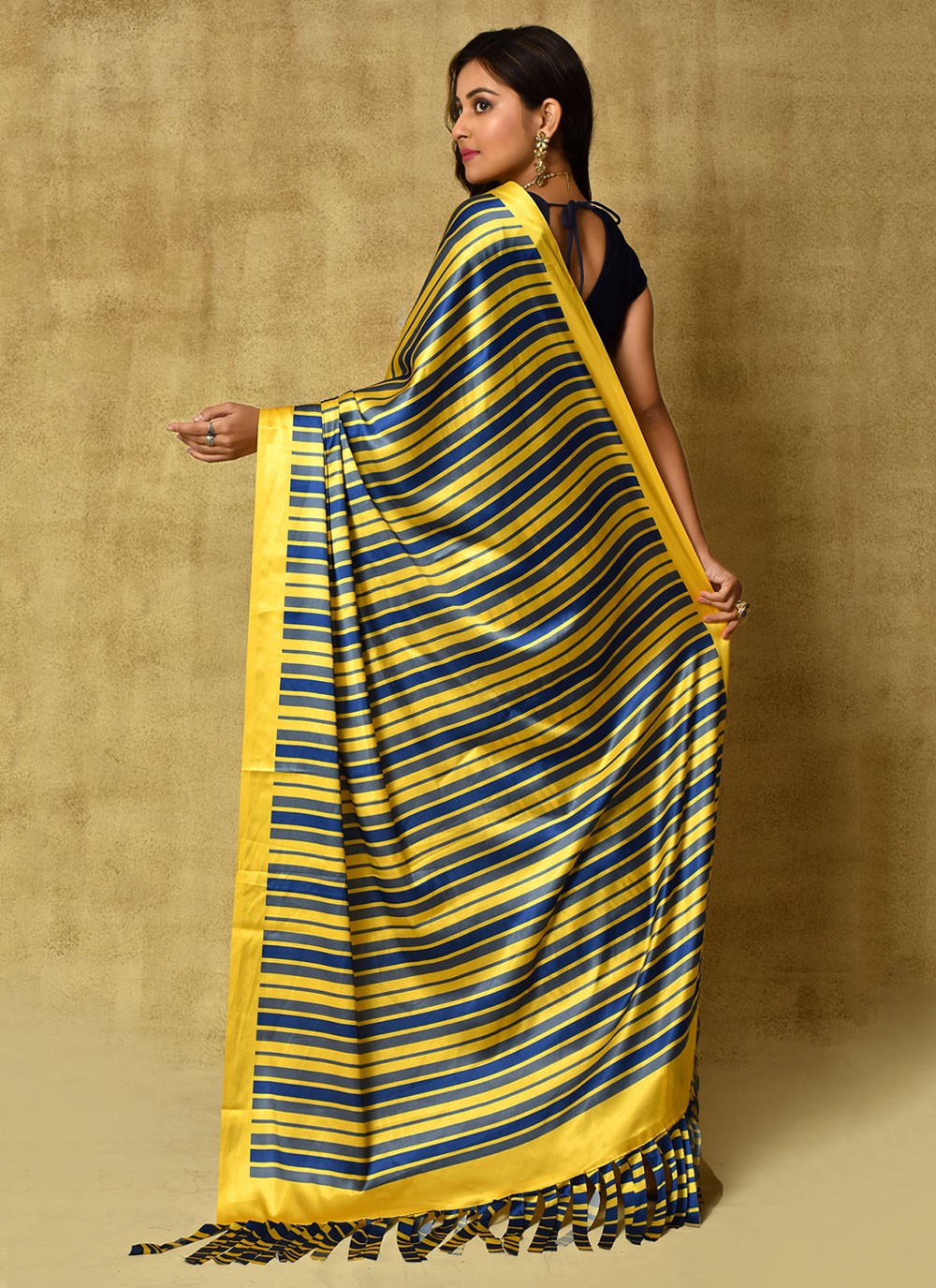 Classic Digital Print Satin Saree - S5689
