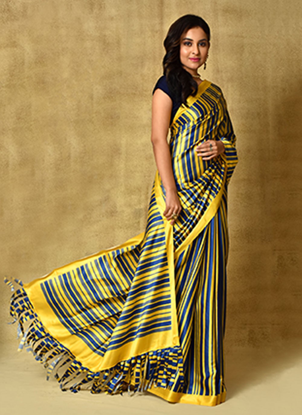 Classic Digital Print Satin Saree - S5689