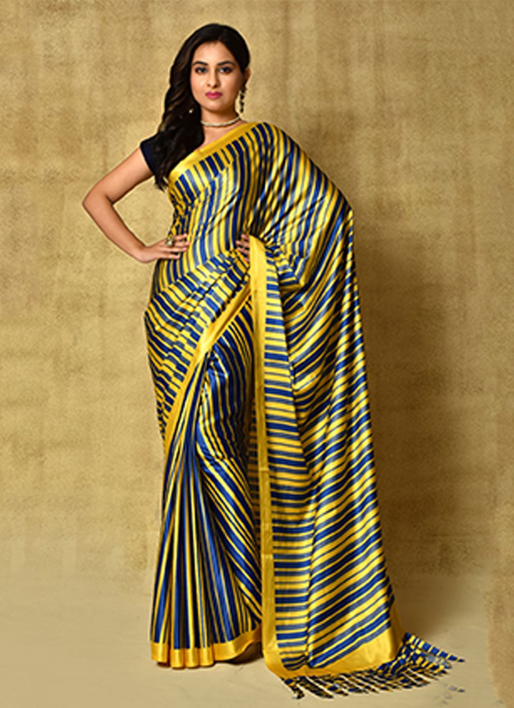 Classic Digital Print Satin Saree - S5689
