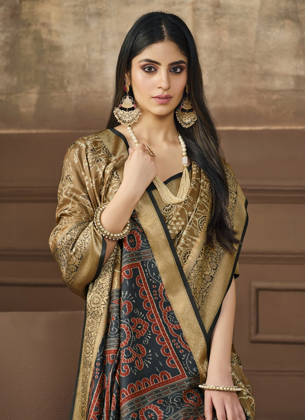 Classic Digital Print Tussar Silk Saree - S4091