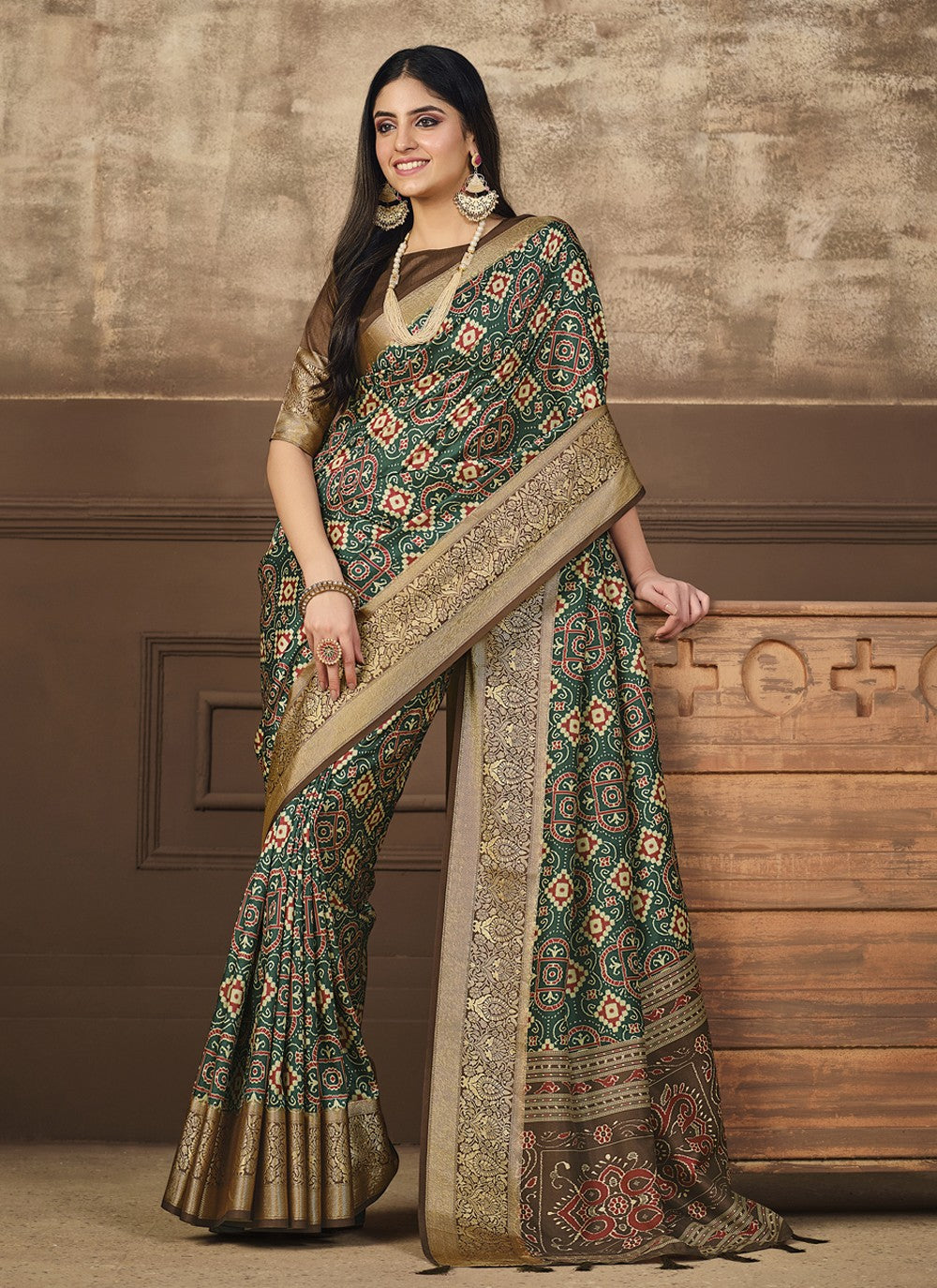 Classic Digital Print Tussar Silk Saree - S4091