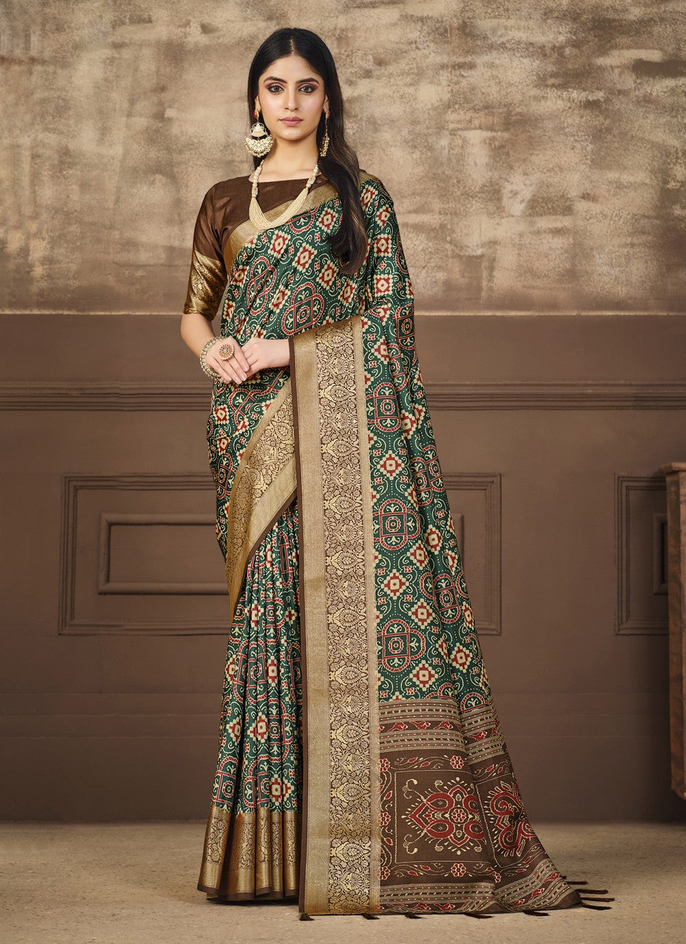 Classic Digital Print Tussar Silk Saree - S4091