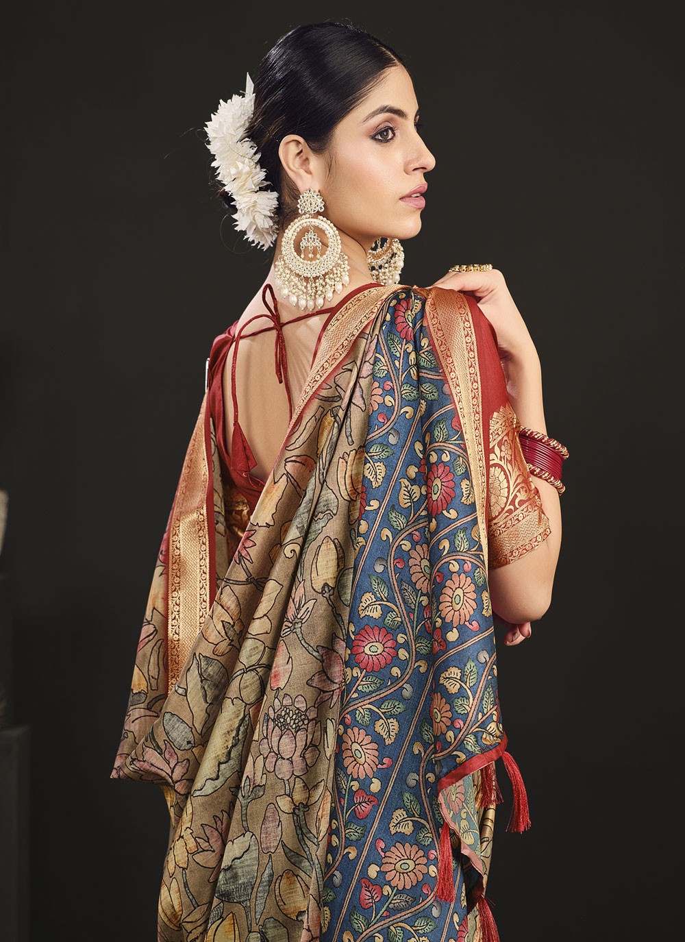 Classic Digital Print Tussar Silk Saree - S4061