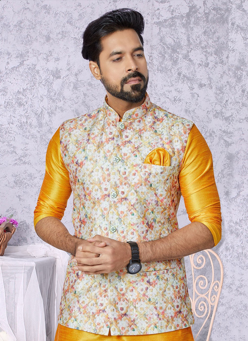 Embroidered Polyester Multi Colour Nehru Jackets - M7425
