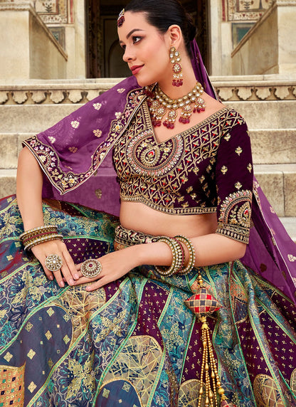 Cord Banarasi Silk A - Line Lehenga - L2683
