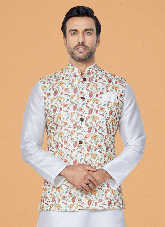 Embroidered Polyester Multi Colour Nehru Jackets - M7409