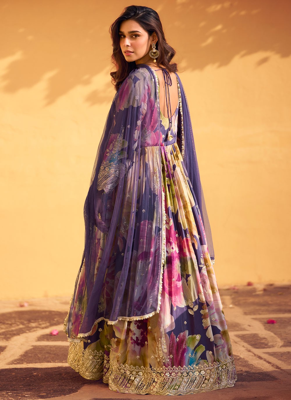 Embroidered Chinon Gown - G1858