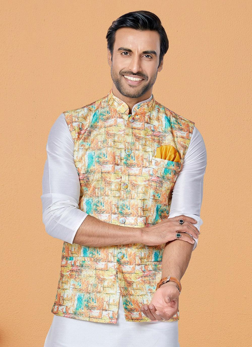 Embroidered Polyester Multi Colour Nehru Jackets - M7423