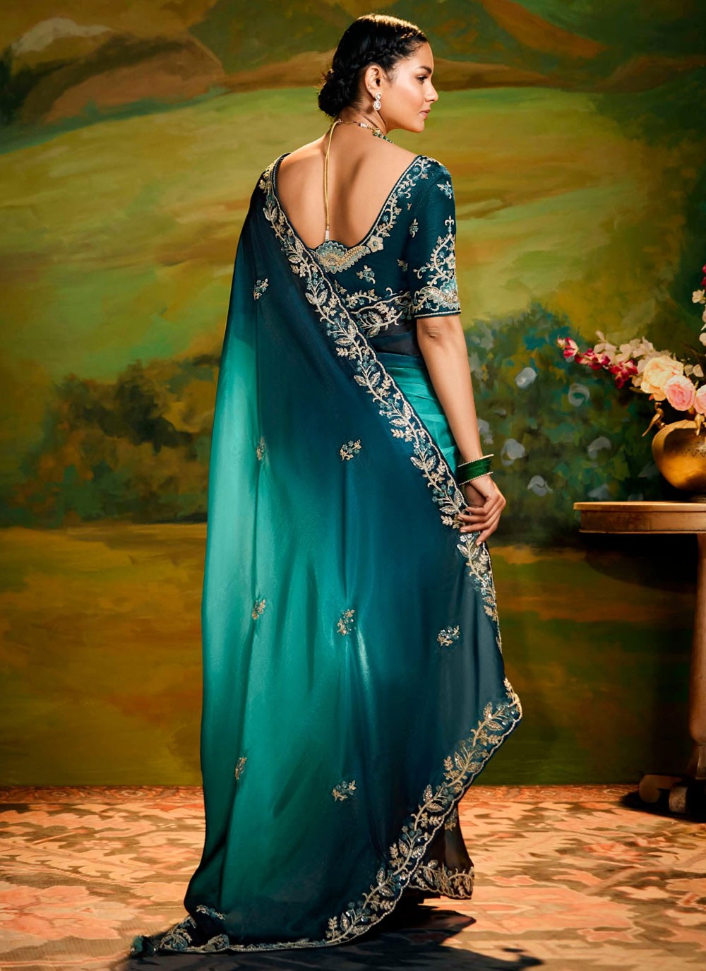 Embroidered Fancy Fabric Multi Colour Classic Saree S15249