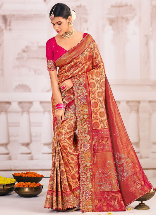 Multi Colour Silk Trendy Saree Embroidered, Patch Border S19990