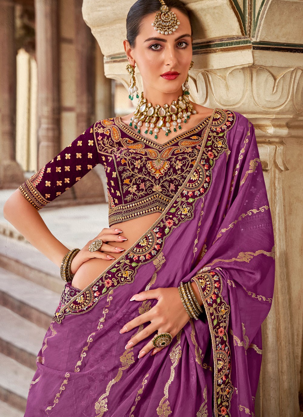 Cord Banarasi Silk A - Line Lehenga - L2683