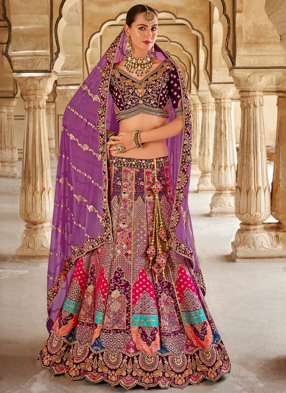 Cord Banarasi Silk A - Line Lehenga - L2683