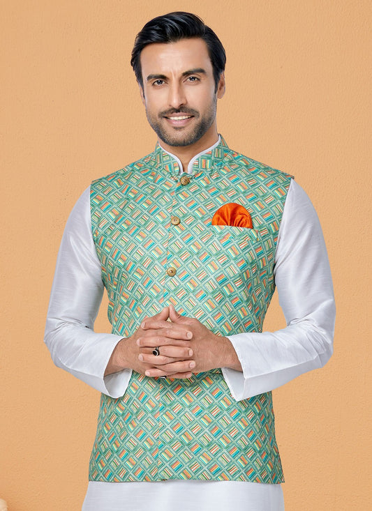 Digital Print Cotton Multi Colour Nehru Jackets - M7399