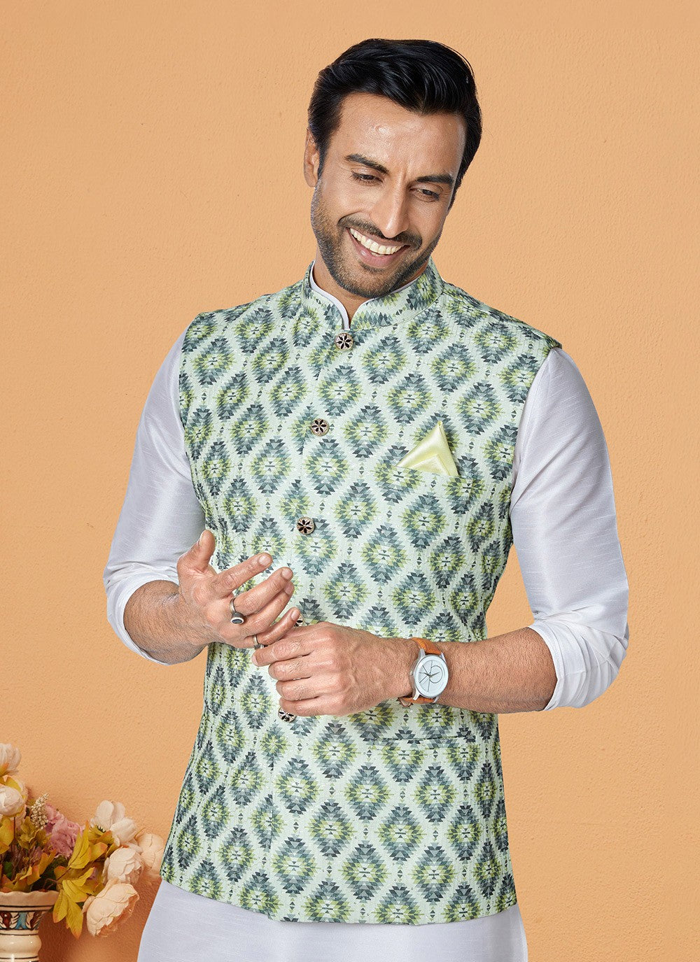 Embroidered Polyester Multi Colour Nehru Jackets - M7419