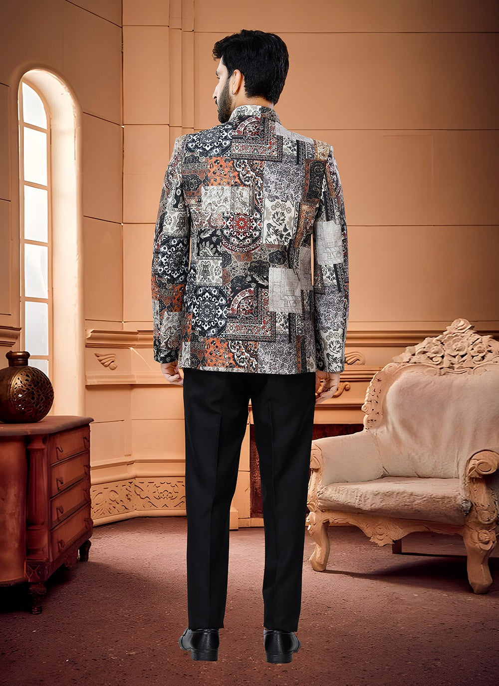 Fancy Work Satin Multi Colour Jodhpuri Suit - M4342