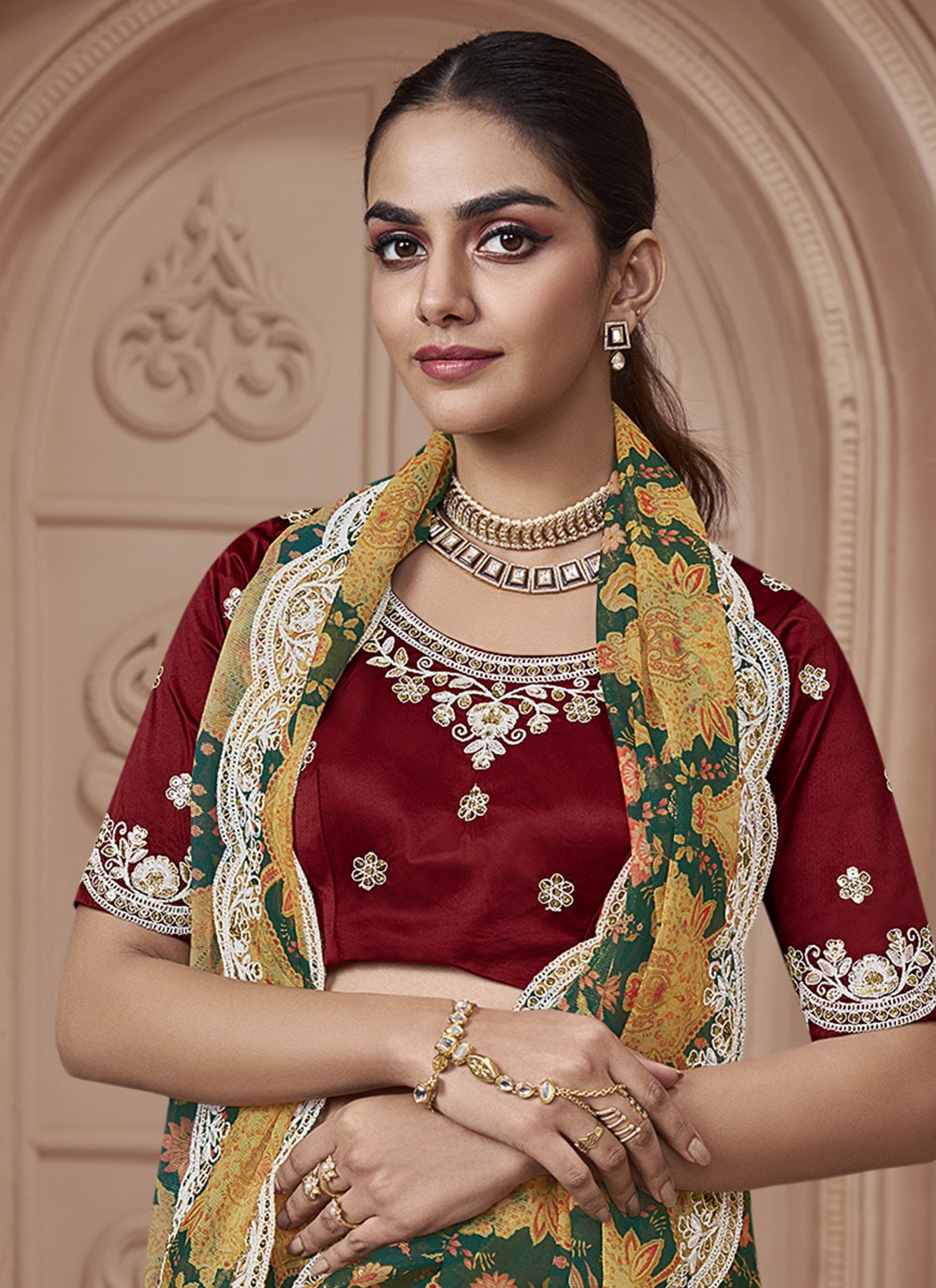 Classic Digital Print Crepe Silk Saree - S5459