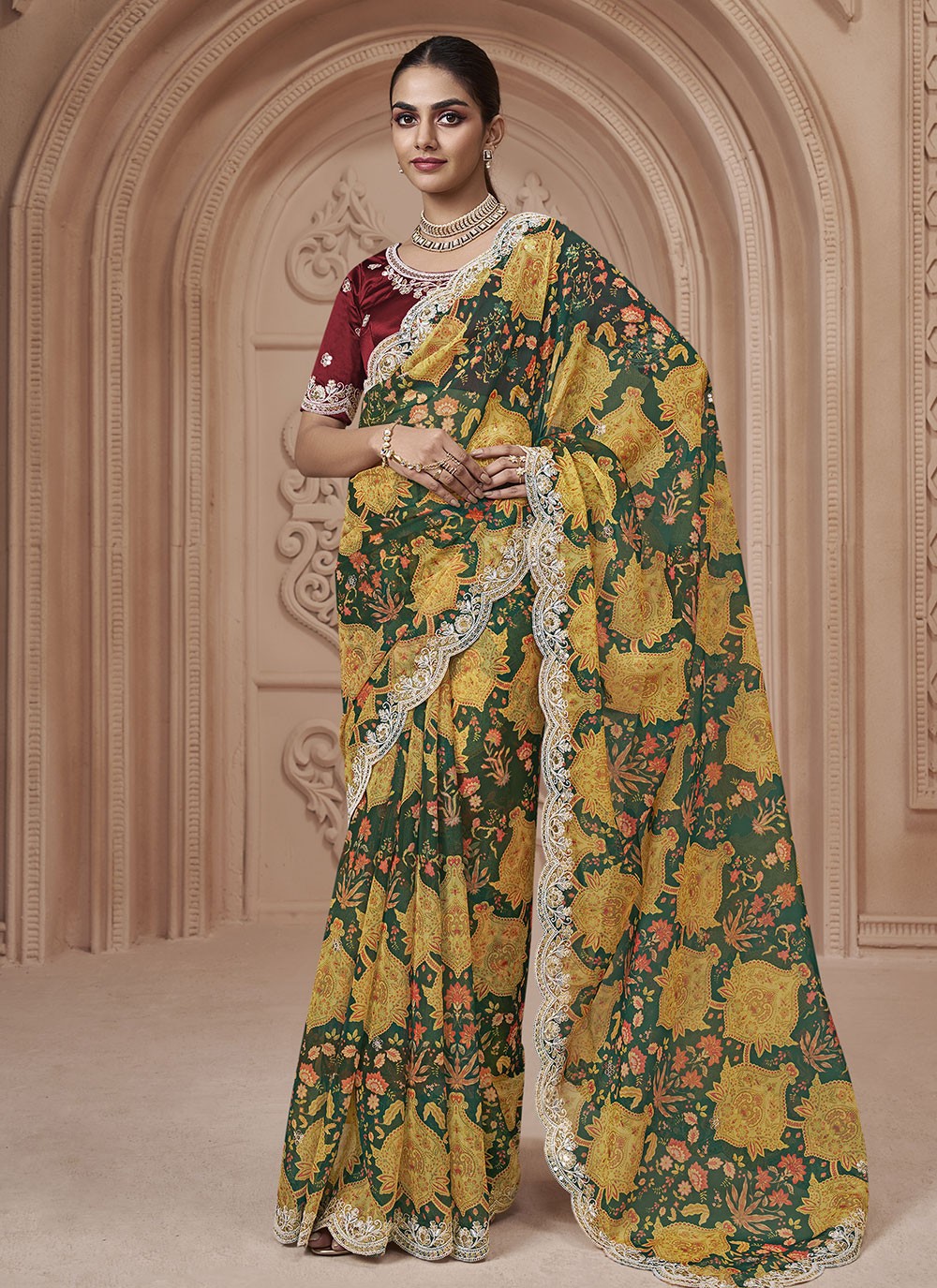 Classic Digital Print Crepe Silk Saree - S5459