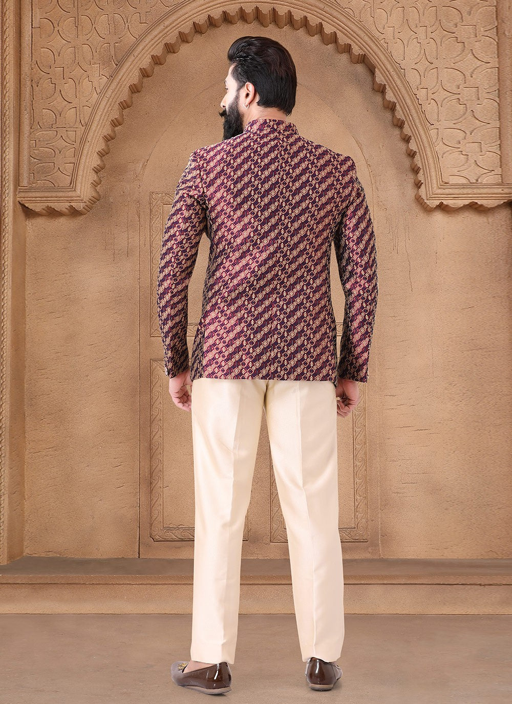 Printed Jacquard Multi Colour Jodhpuri Suit - M7628