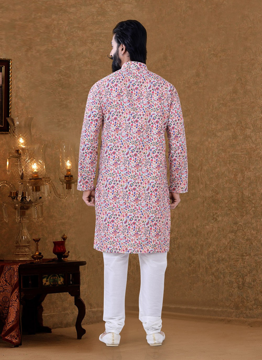 Digital Print Cotton Multi Colour Kurta Pyjama - M3962