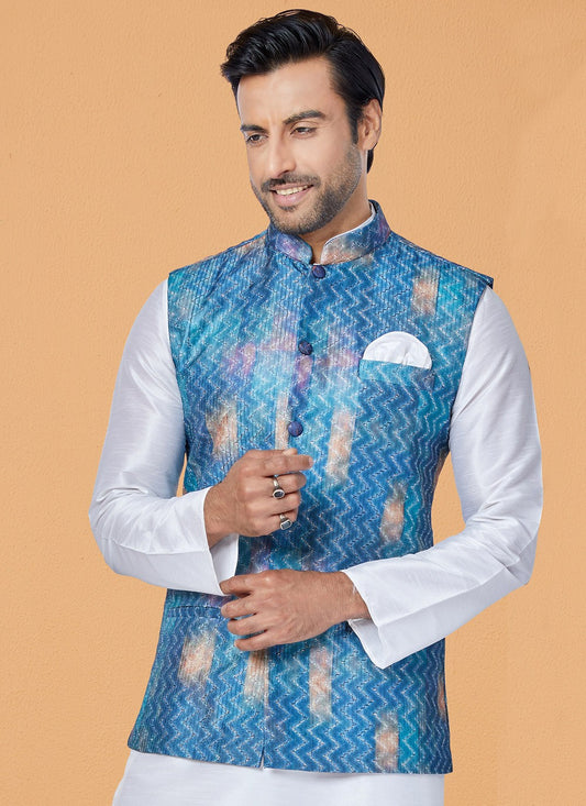 Embroidered Polyester Multi Colour Nehru Jackets - M7408