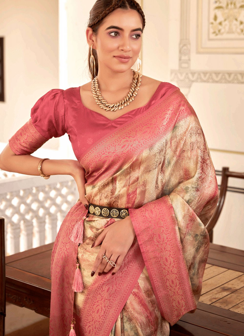 Classic Fancy Work Naylon Saree - S6349