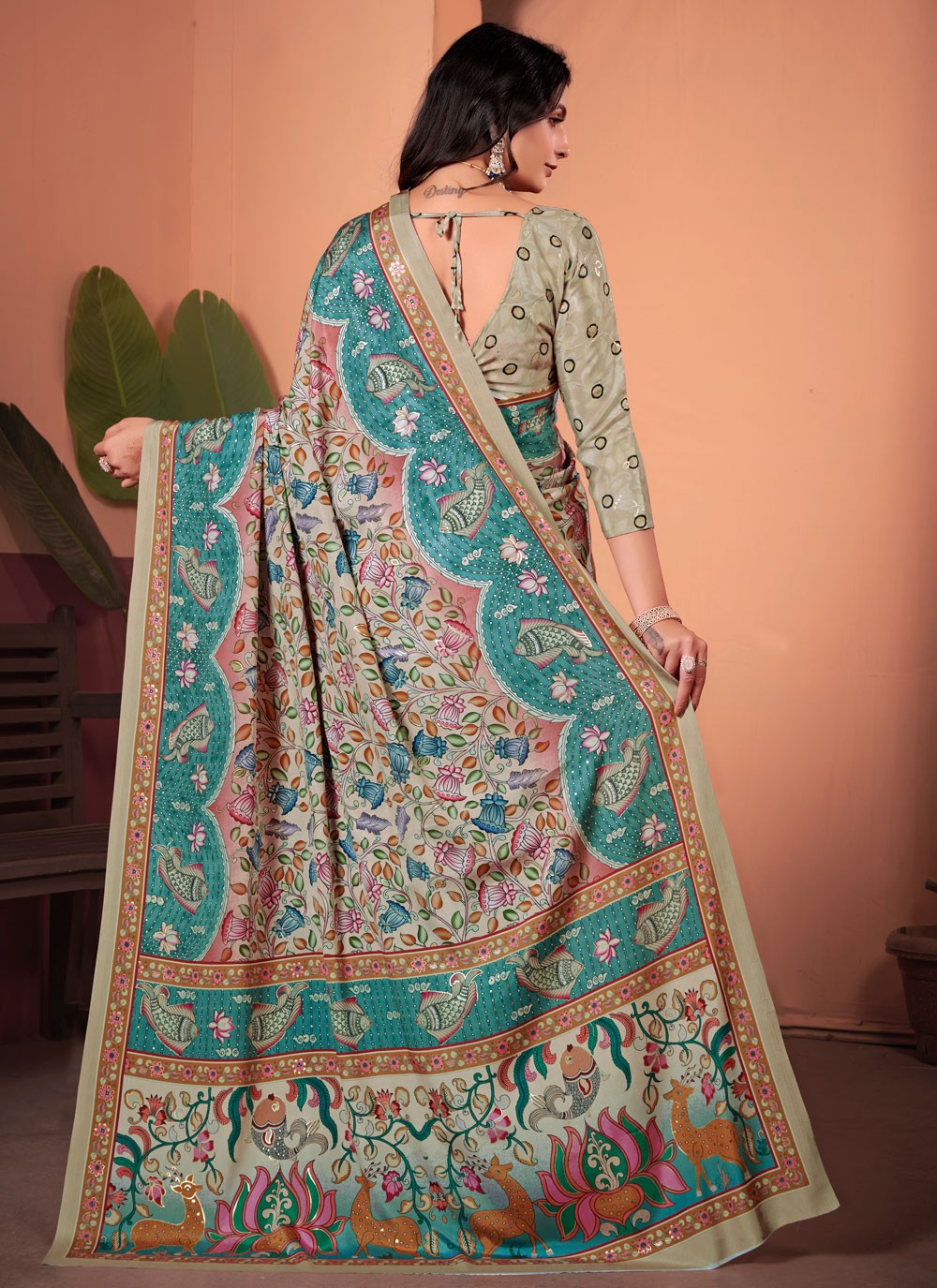 Floral Printed Silk Multi Colour Saree S13986
