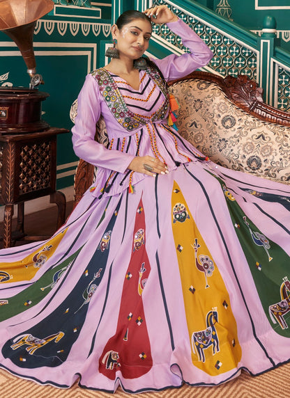 Foliage Prints Poly Silk Readymade Lehenga Choli - L2411