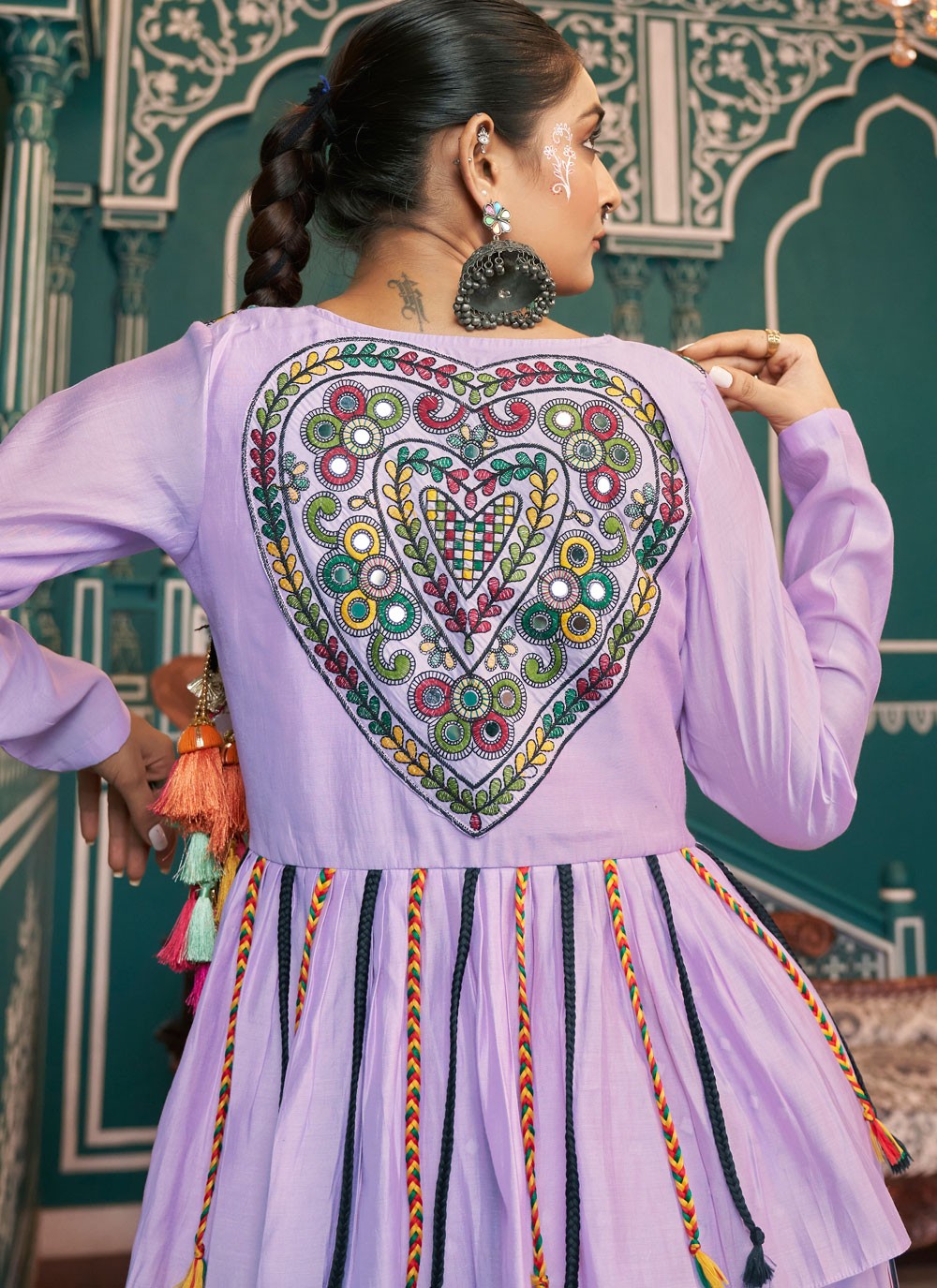 Foliage Prints Poly Silk Readymade Lehenga Choli - L2411