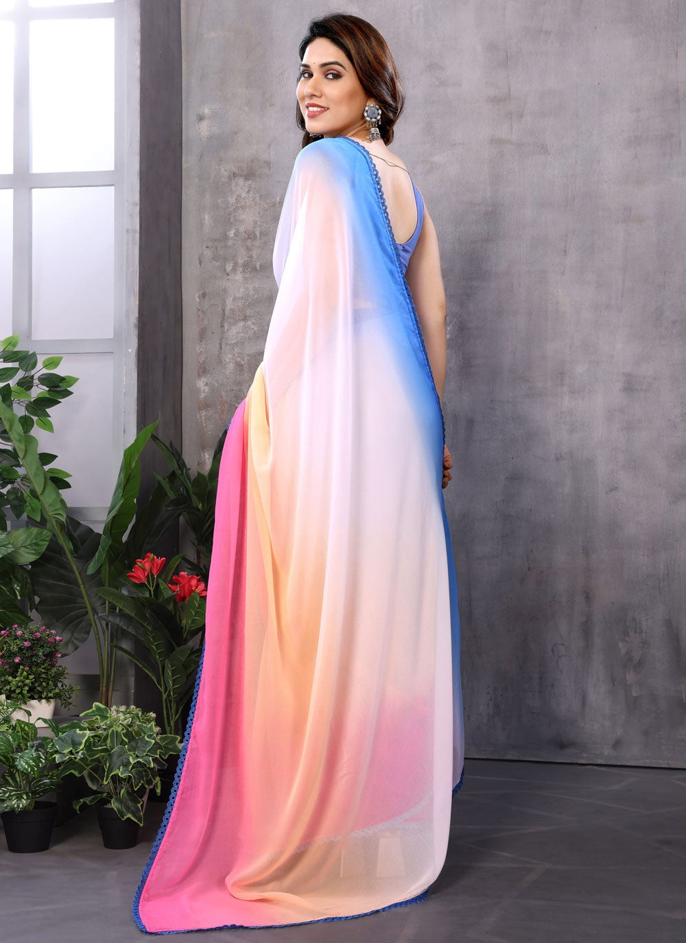 Classic Border Work Georgette Saree - S7329