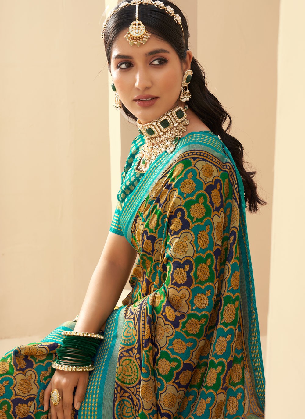 Jacquard Work Georgette Multi Colour Saree S14296