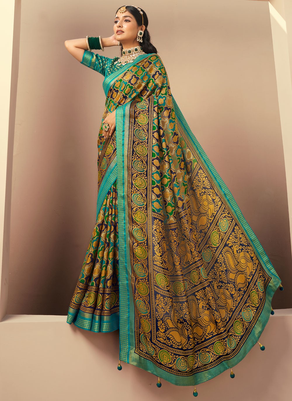 Jacquard Work Georgette Multi Colour Saree S14296
