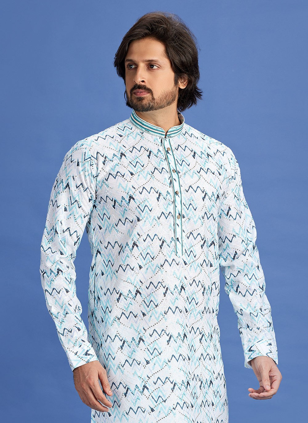 Digital Print Cotton Multi Colour Kurta Pyjama - M6934