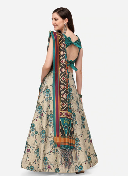 Digital Print Satin Silk A - Line Lehenga - L2124