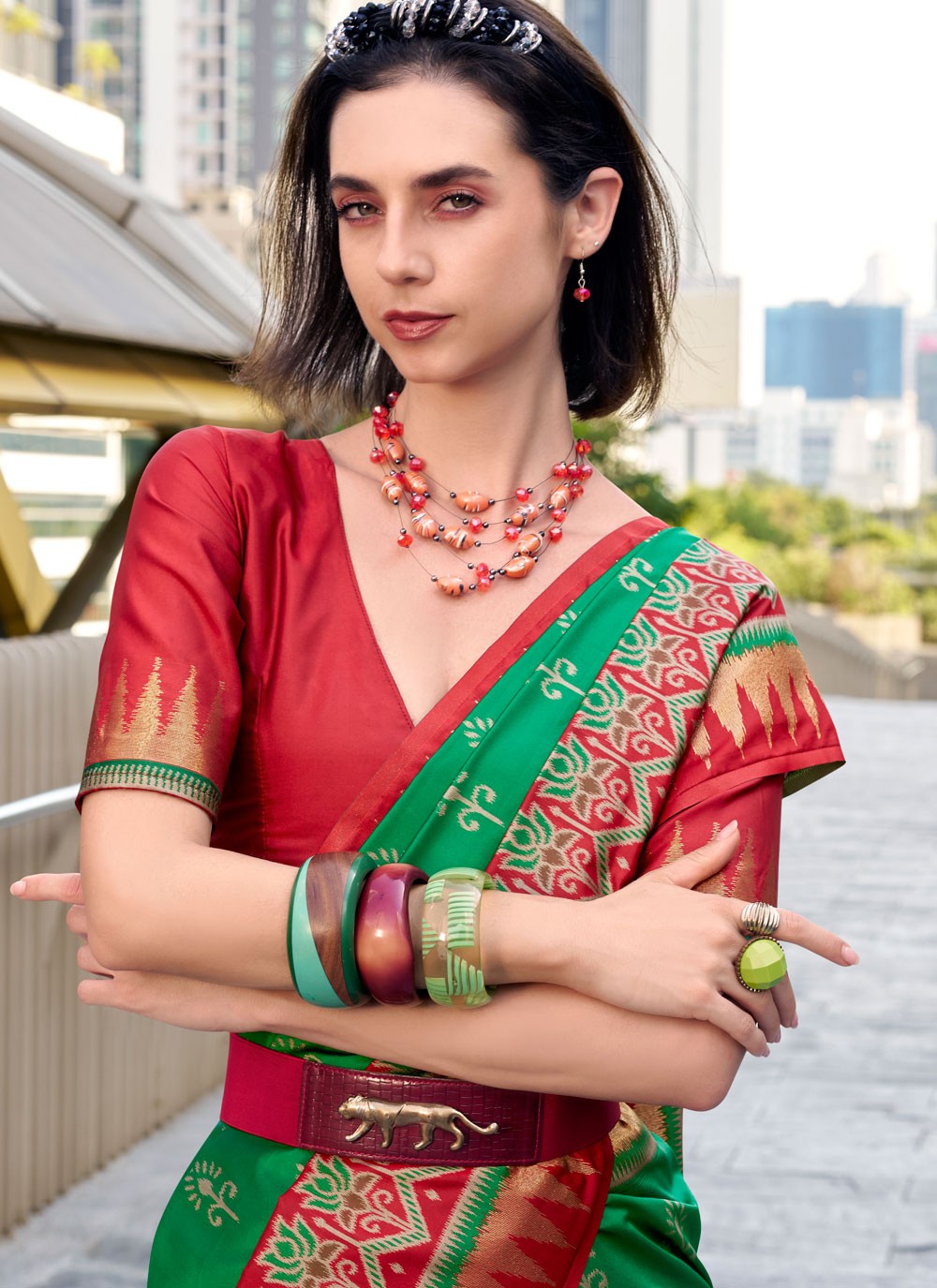 Weaving Zari Silk Multi Colour Casual Saree S15222