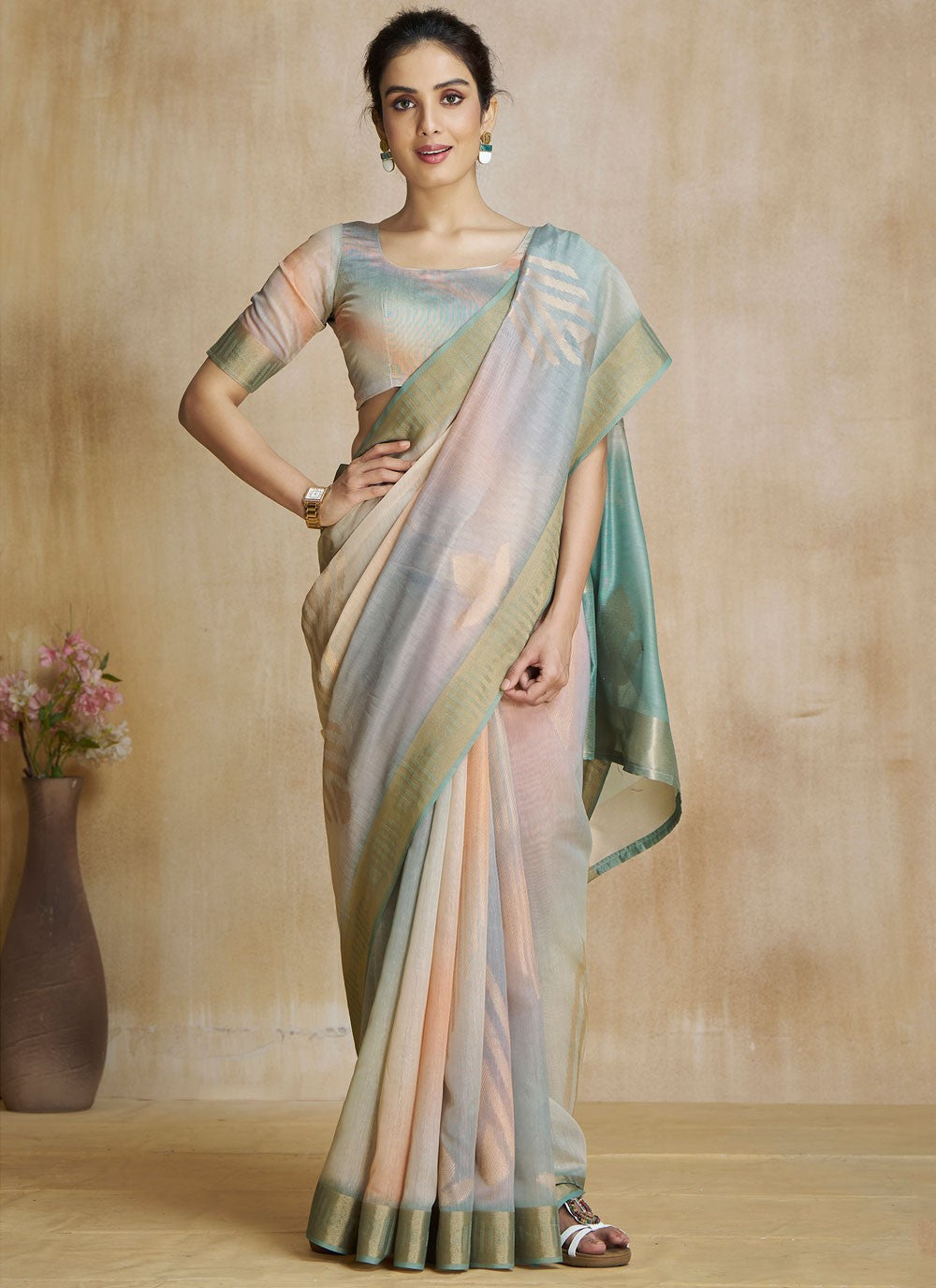 Classic Digital Print Fancy Fabric Saree - S8584