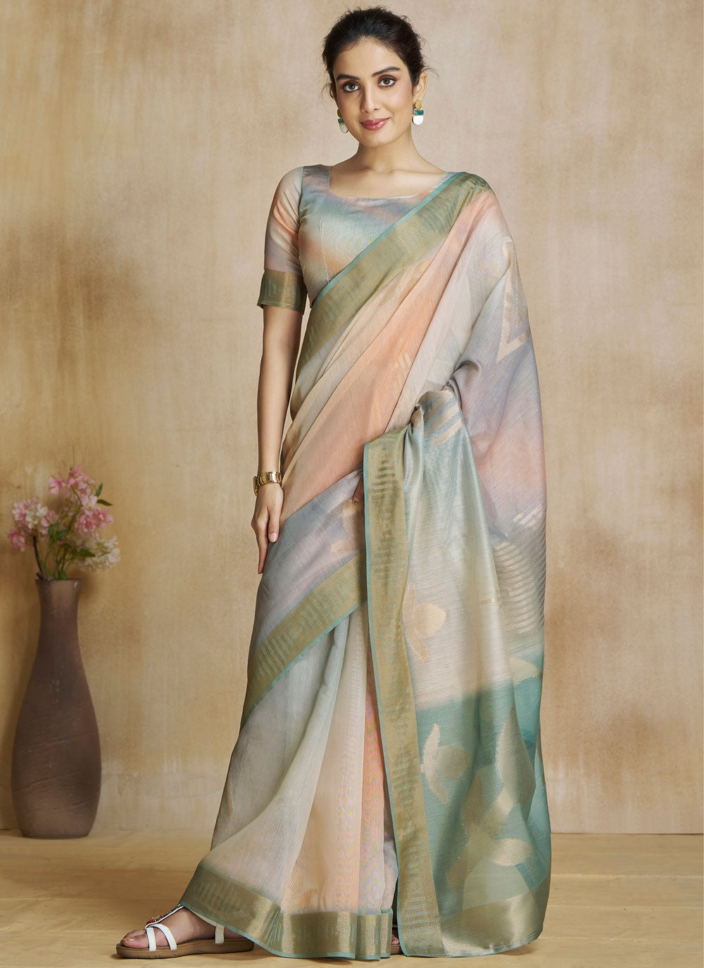 Classic Digital Print Fancy Fabric Saree - S8584