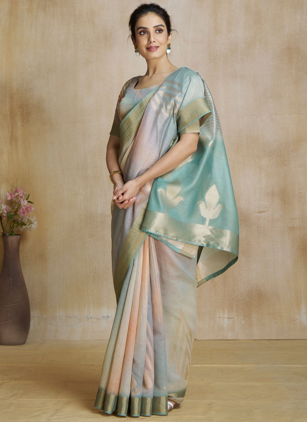 Classic Digital Print Fancy Fabric Saree - S8584