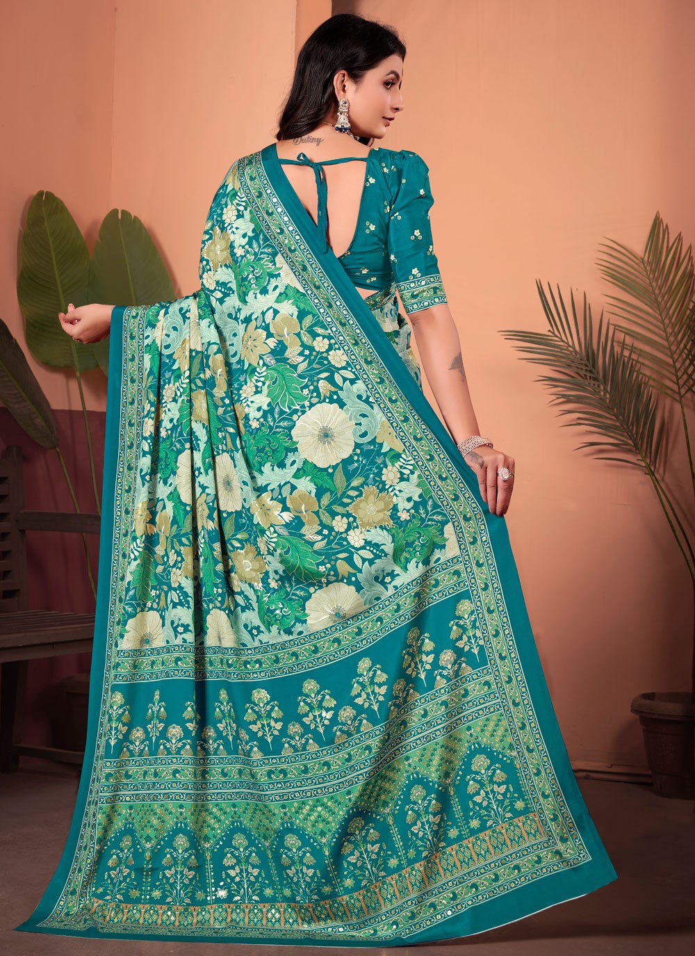 Floral Printed Silk Multi Colour Saree S13984
