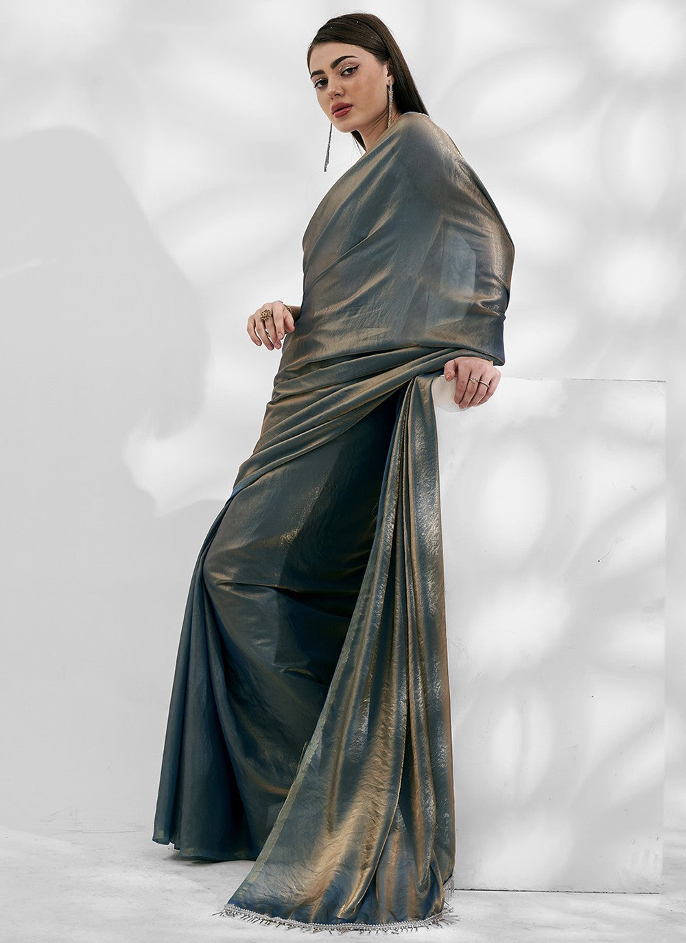 Classic Border Work Chiffon, Satin Saree - S5283