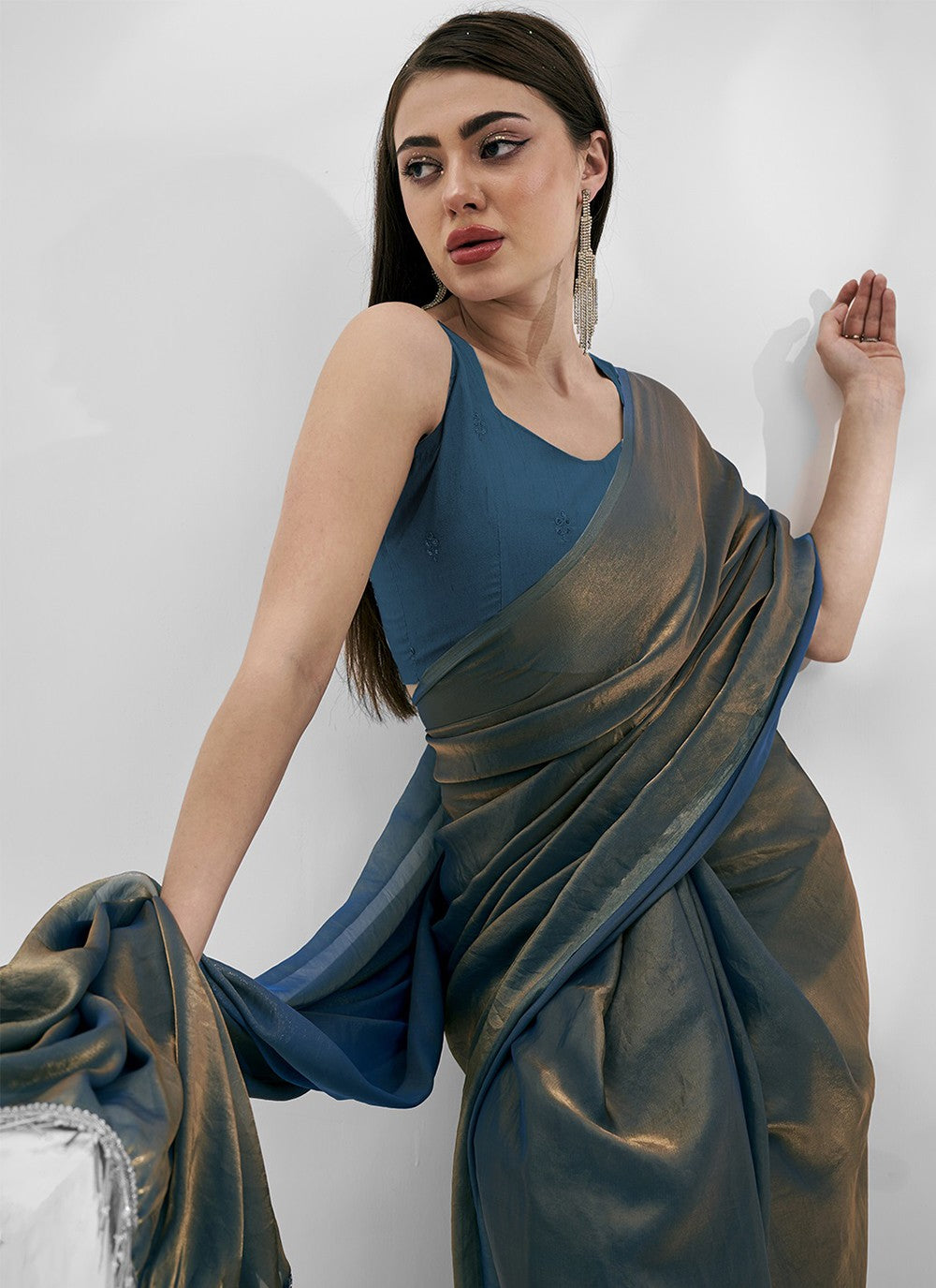Classic Border Work Chiffon, Satin Saree - S5283